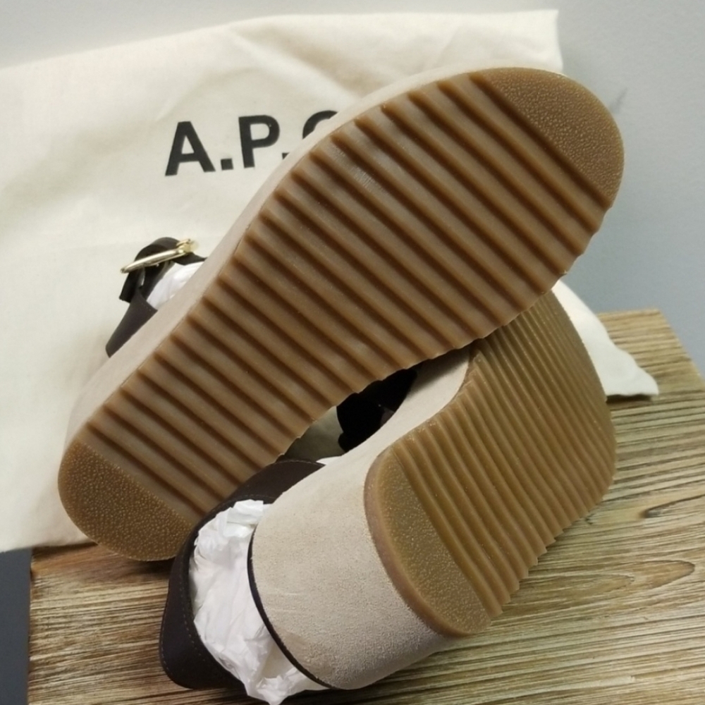 APC Derby Brown Leather Embellished Sandal - Picture 6 of 6